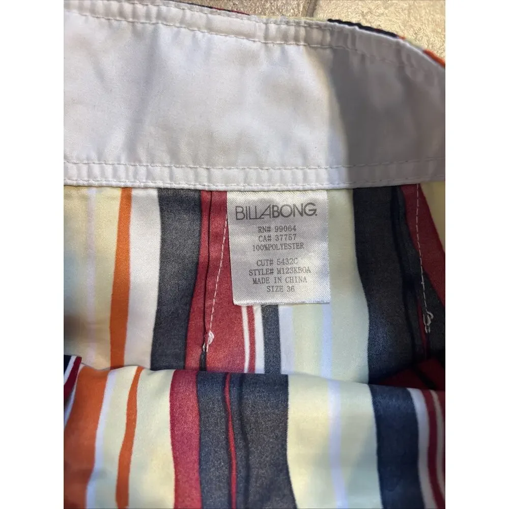 Vintage Billabong Men’s Multicolor Striped Board Shorts Swim Trunks Size 36
